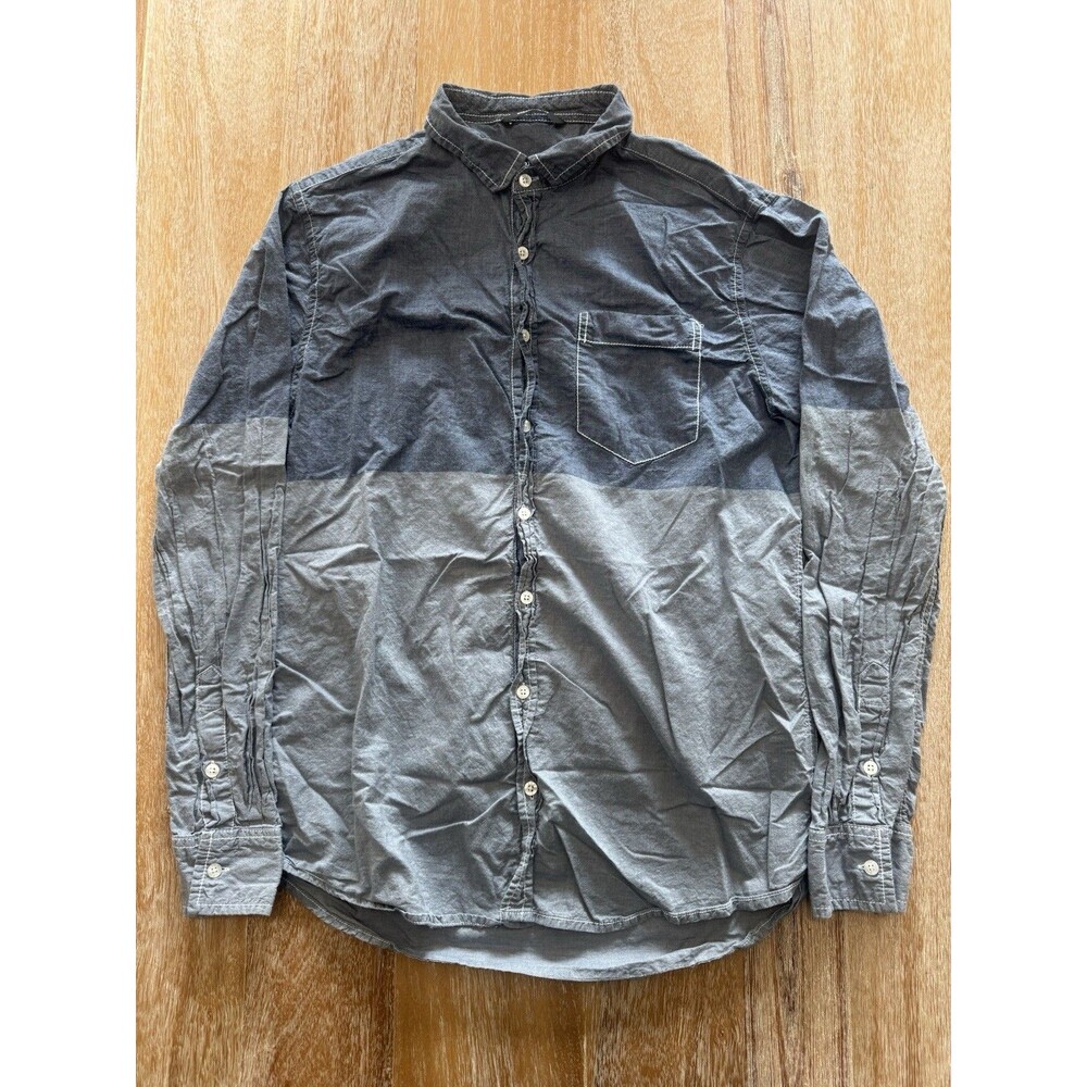 BKE Buckle Men’s Long Sleeve Shirt L Large Gray Colorblock Cotton Button Down